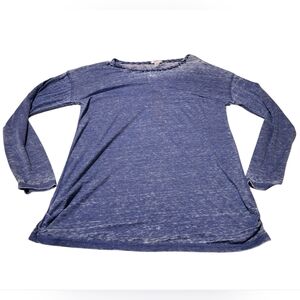 Women’s Large Isela Heathered Blue Burnout Long Sleeve Top